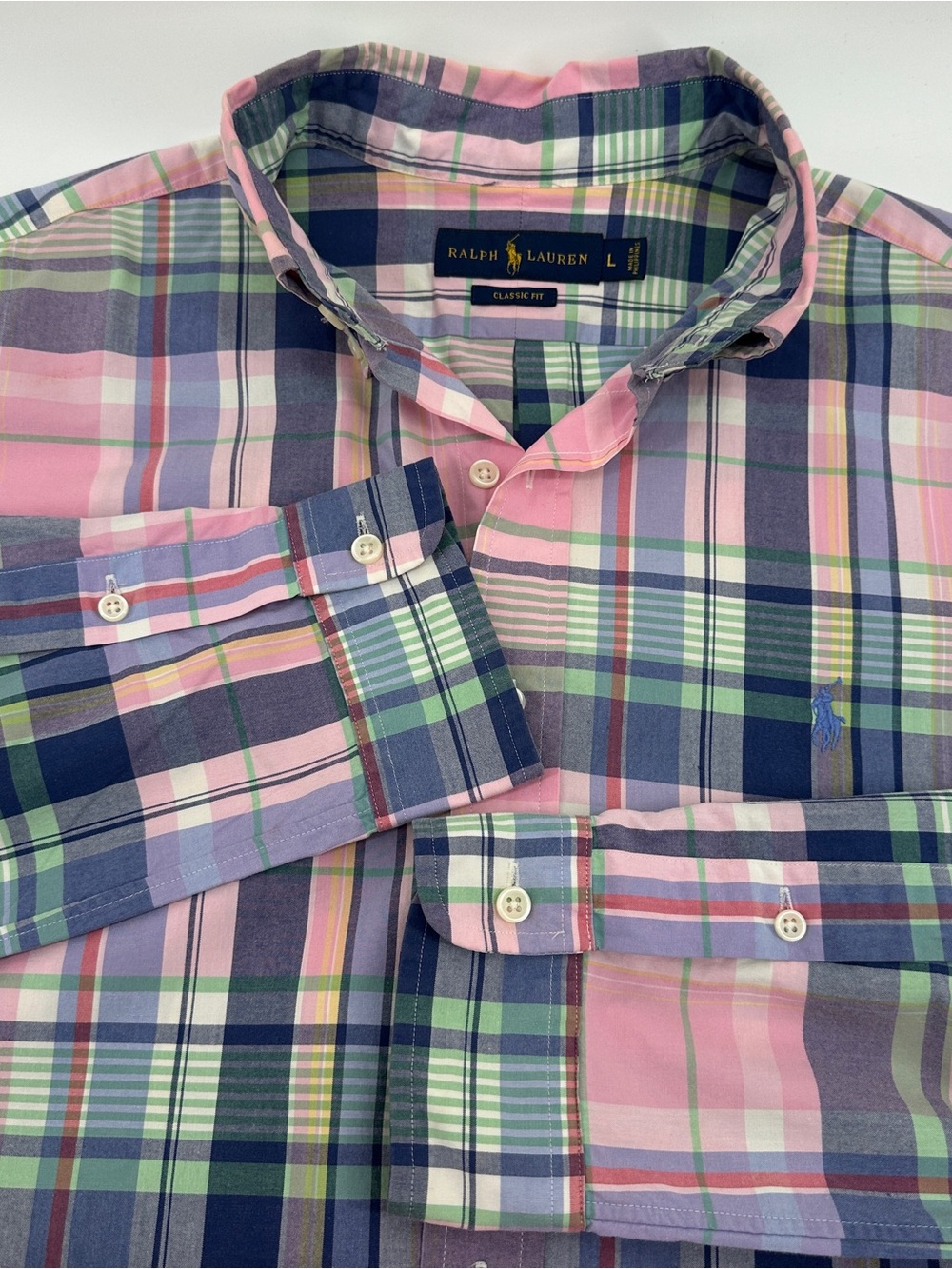 Polo Ralph Lauren Pastel Plaid Classic Fit Button Down Shirt Large